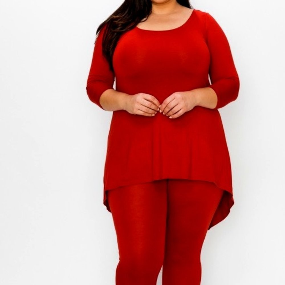 2 Piece pant set with HIgh low top and leggings
